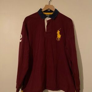 Ralph Lauren Burgundy Polo Shirt with Yellow Logo